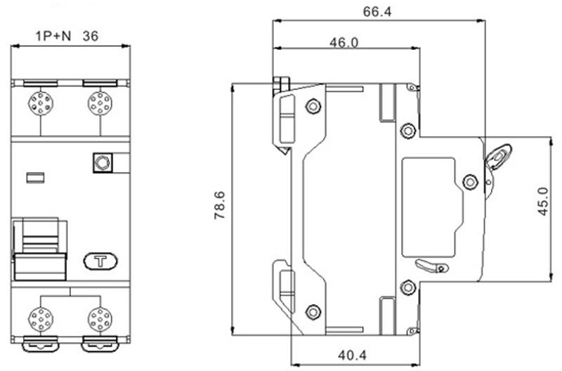 قاطع دائرة RCBO جهاز الحماية التفاضلية من التيار المتبقي DAB5LE-63 4.5kA